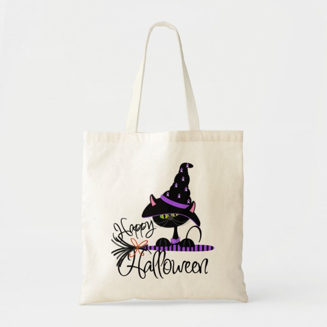 Halloween Black Cat Trick or Treat bag! Tote Bag (Front)