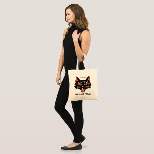 Halloween Black Cat Trick or Treat Bag with Name