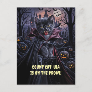 Halloween Black Cat Vampire Cute Funny Holiday Postcard