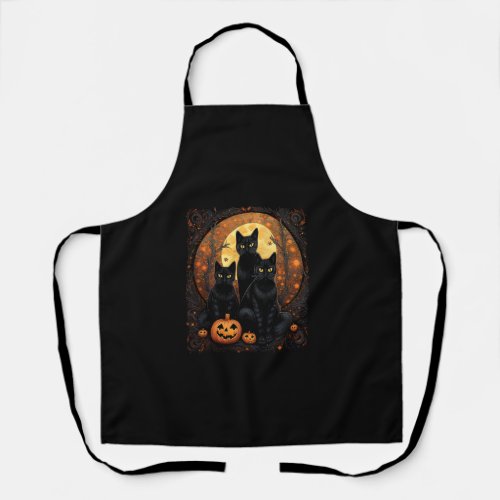 Halloween Black Cat Van Gogh Witch Kawaii Pumpkin  Apron