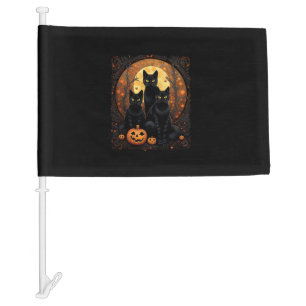 Halloween Black Cat Van Gogh Witch Kawaii Pumpkin Car Flag