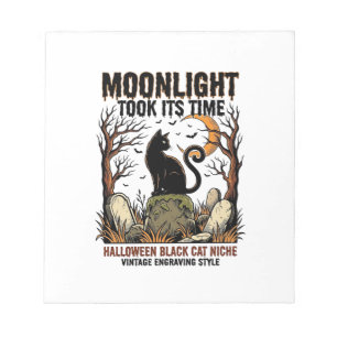 Halloween Black Cat Vintage Graveyard Shirt_1 Notepad