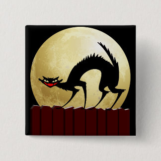 Halloween Black Cat w/Full Moon Button