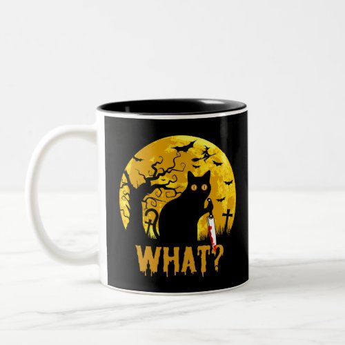 Halloween Black Cat What Two_Tone Coffee Mug