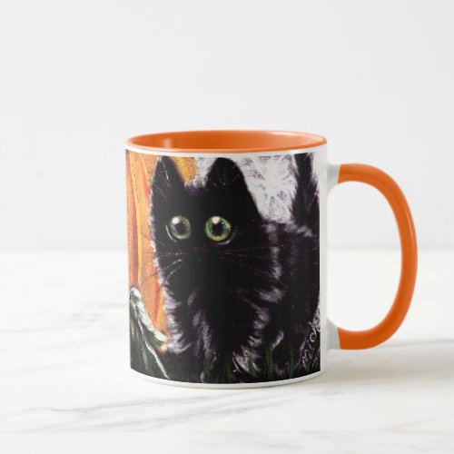 Halloween Black Cat Who Dat Scaredy Cat Mug