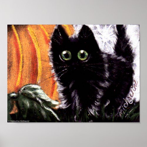 Halloween Black Cat Who Dat Scaredy Cat Poster