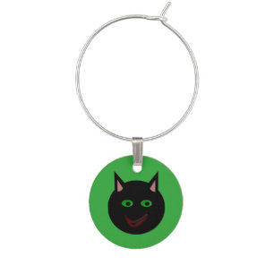 Halloween Black Cat Wine Charm