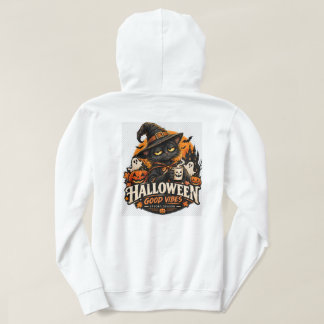 Halloween Black Cat Witch Good Vibes Spooky Season Hoodie