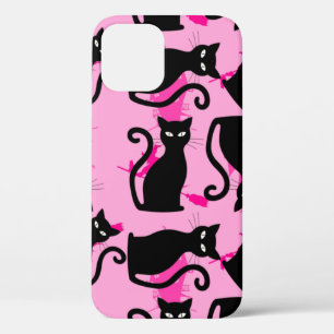 halloween black cat witch pink iPhone 12 case