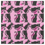 halloween black cat witch pink fabric