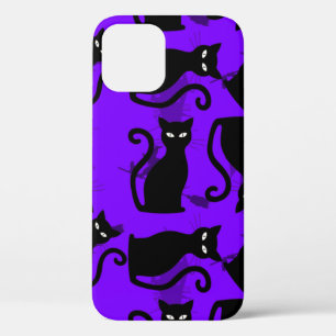 halloween black cat witch purple iPhone 12 case