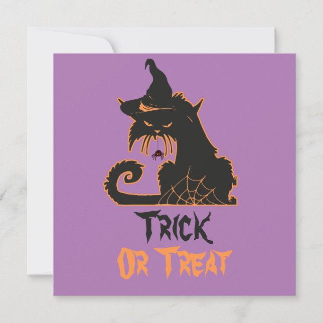 Halloween Black Cat Witch Spooky Spiders     Card (Front)