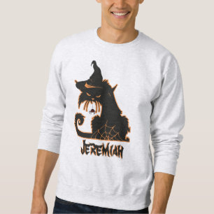 Halloween Black Cat Witch Spooky Spiders   Sweatshirt