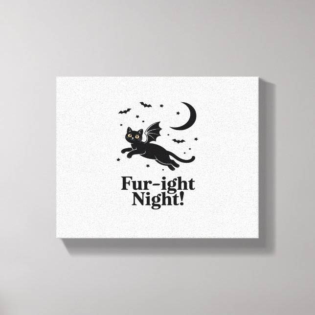 Halloween Black Cat with Bat Wings Graphic Classic Canvas Print (Front)