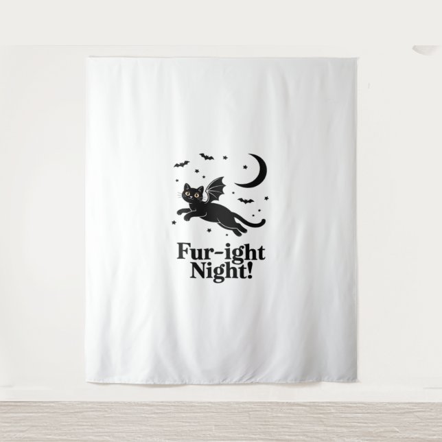 Halloween Black Cat with Bat Wings Graphic Classic Tapestry (Front)