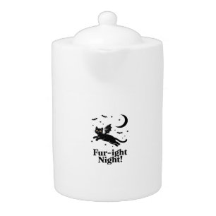 Halloween Black Cat with Bat Wings Graphic Classic Teapot
