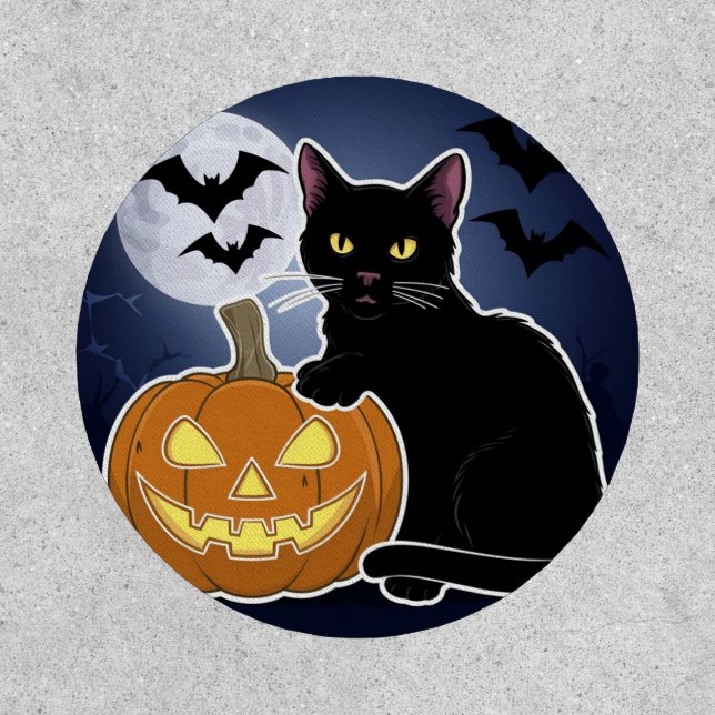 halloween black cat with pumpkin patch (Front)