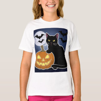 halloween black cat with pumpkin T-Shirt