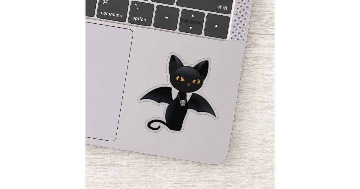 Halloween Black Cat With Wings Sticker Zazzle Com