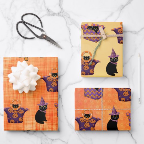 Halloween Black Cat Wrapping Paper Sheets