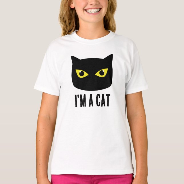 Halloween black cat yellow eyes I'm a cat T-Shirt (Front)