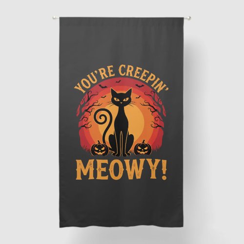 Halloween Black Cat Youre Creepin Meowy Design Blackout Curtains