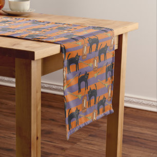 Halloween, Black Cats and Brooms Table Runner