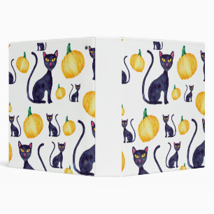 Halloween Black Cats And Orange Pumpkin Design 3 Ring Binder
