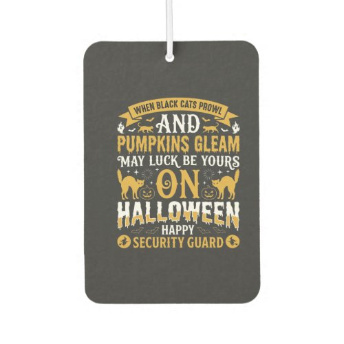 Halloween Black Cats and Pumpkins Security Guard D Air Freshener