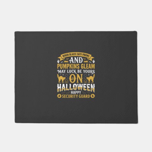 Halloween Black Cats and Pumpkins Security Guard D Doormat