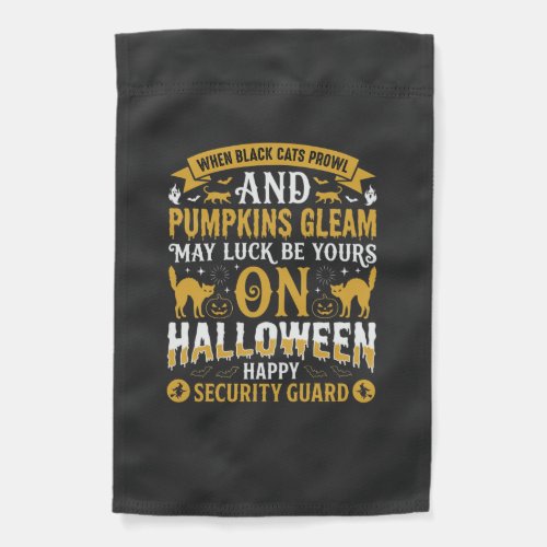 Halloween Black Cats and Pumpkins Security Guard D Garden Flag