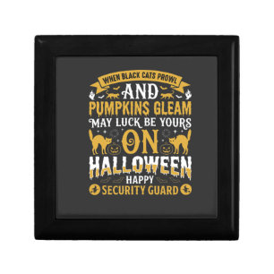Halloween Black Cats and Pumpkins Security Guard D Gift Box