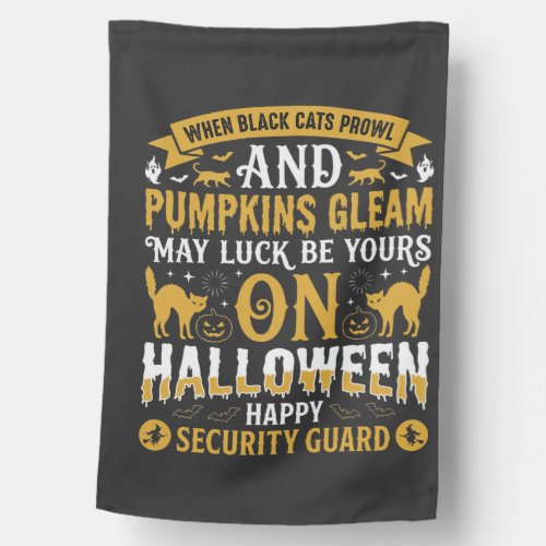 Halloween Black Cats and Pumpkins Security Guard D House Flag