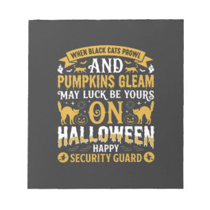 Halloween Black Cats and Pumpkins Security Guard D Notepad