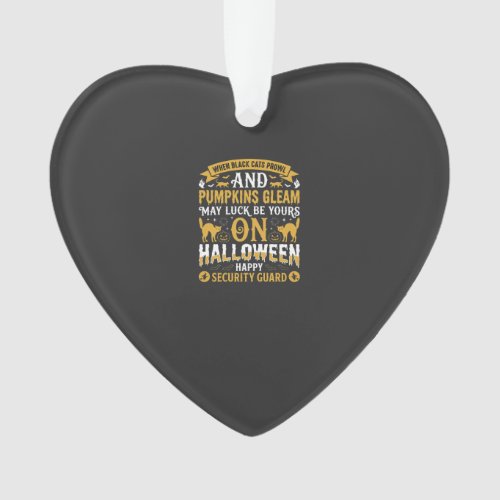 Halloween Black Cats and Pumpkins Security Guard D Ornament