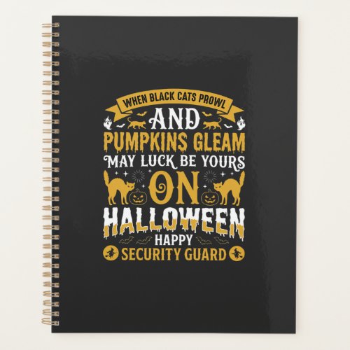 Halloween Black Cats and Pumpkins Security Guard D Planner