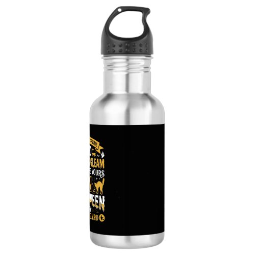 Halloween Black Cats and Pumpkins Security Guard D Stainless Steel Water Bottle