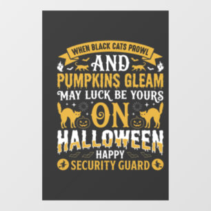 Halloween Black Cats and Pumpkins Security Guard D Window Cling