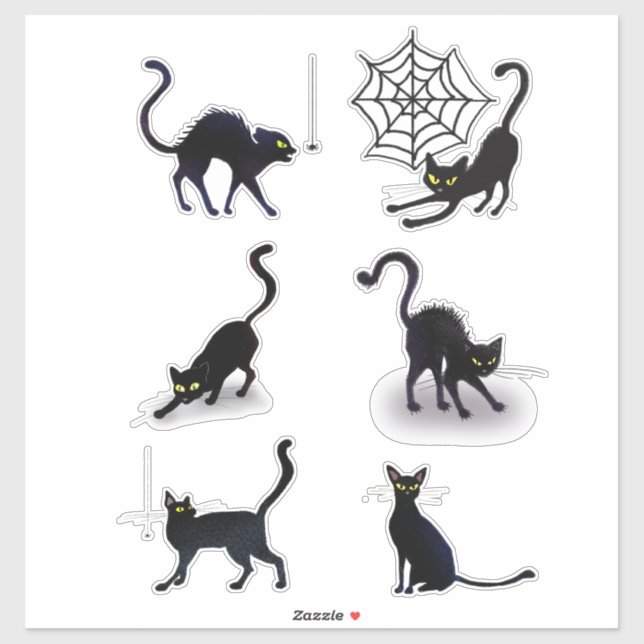 Halloween Black Cats and Spiders Set ID852 Sticker (Sheet)