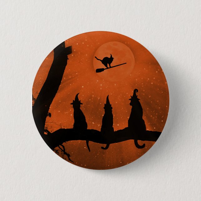 Halloween Black Cats Button (Front)