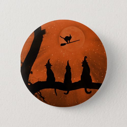 Halloween Black Cats Button