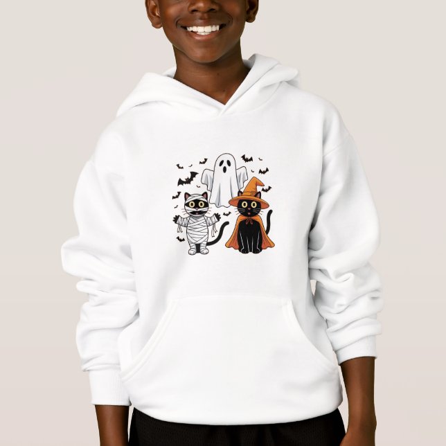 Halloween Black Cats – Cute & Spooky Design Hoodie (Front)