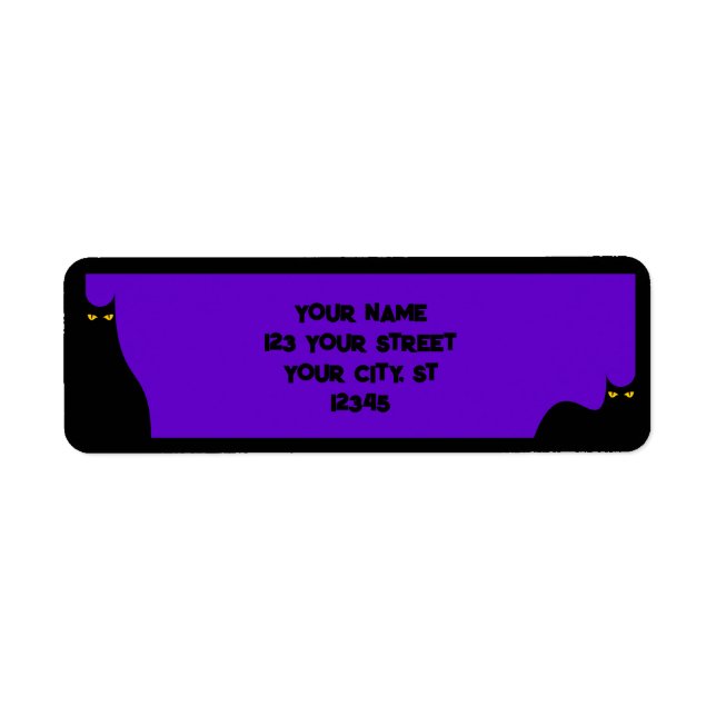 Halloween Black Cats Glowing Eyes Purple Spooky Label (Front)