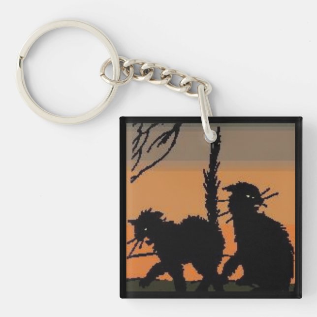 Halloween Black Cats - Keychain (Front)