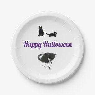 Halloween Black Cats Paper Plates