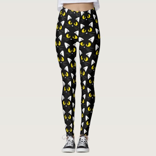 Halloween Black Cats Pattern Leggings