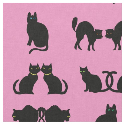 Halloween black cats pink pinkoween fabric