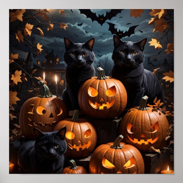 Halloween Black Cats  Poster (Front)