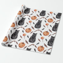 Halloween Black Cats, Pumpkins and Treats Wrapping Paper