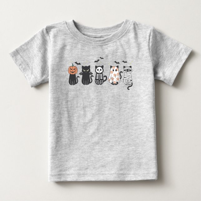 Halloween Black Cats Spooky Cute Funny Baby T-Shirt (Front)